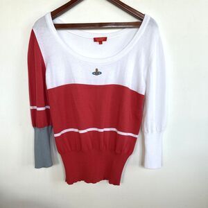 Vivienne Westwood Women's Vintage Red Label Knit Top Colorblock Sweater Size L
